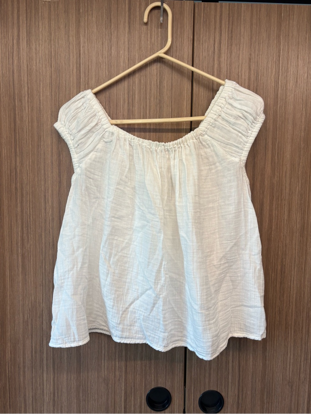 Old Navy White Smocked-Neck Peasant Blouse